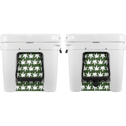 Marijuana Leaf White Pattern YETI Tundra 65 Hard Cooler Skin