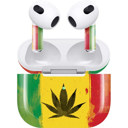 Marijuana Rasta Distressed Apple AirPods (3rd Gen 2021) Skin
