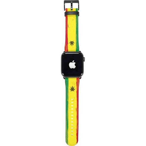 Marijuana Rasta Distressed Apple Watch Band 42-44mm