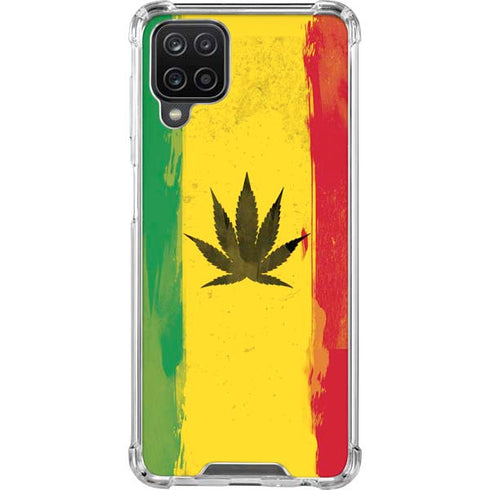 Marijuana Rasta Distressed Galaxy A12 Clear Case