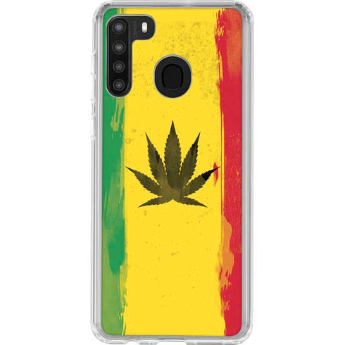 Marijuana Rasta Distressed Galaxy A21 Clear Case
