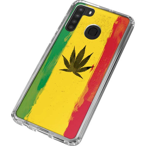 Marijuana Rasta Distressed Galaxy A21 Clear Case