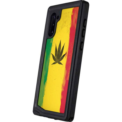 Marijuana Rasta Distressed Galaxy Note 10 Waterproof Case