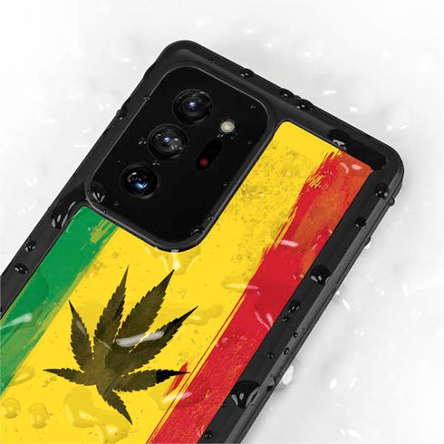 Marijuana Rasta Distressed Galaxy Note20 Ultra 5G Waterproof Case