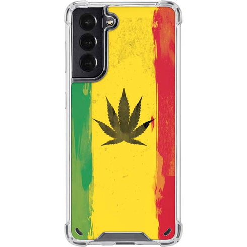 Marijuana Rasta Distressed Galaxy S21 5G Clear Case