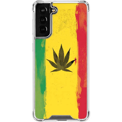 Marijuana Rasta Distressed Galaxy S21 FE Clear Case