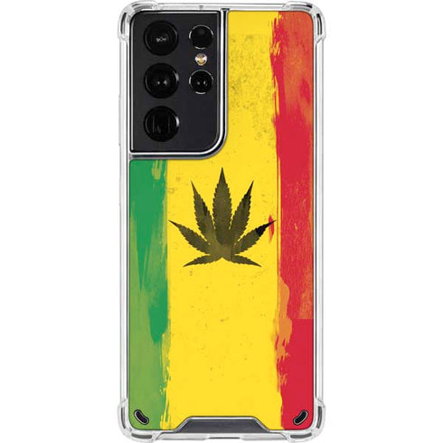Marijuana Rasta Distressed Galaxy S21 Ultra 5G Clear Case