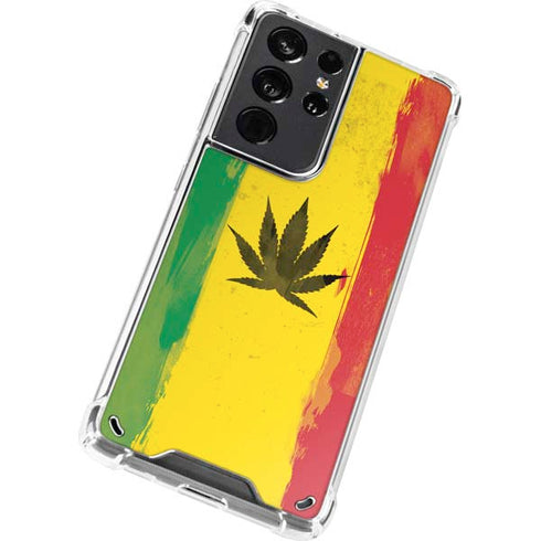Marijuana Rasta Distressed Galaxy S21 Ultra 5G Clear Case