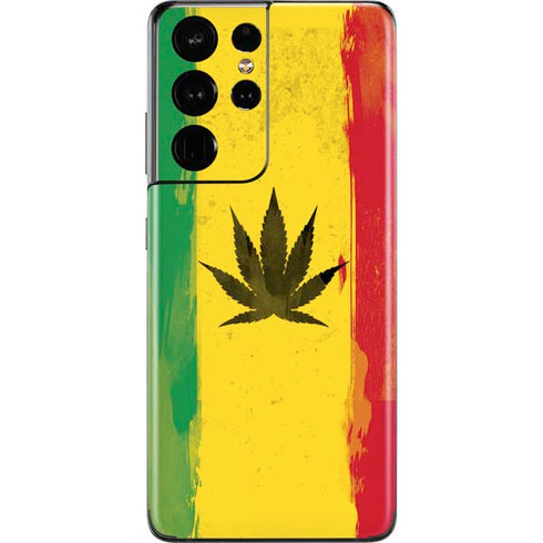 Marijuana Rasta Distressed Galaxy S21 Ultra 5G Skin