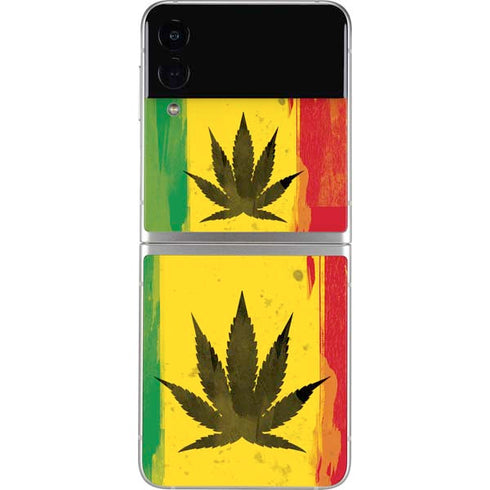 Marijuana Rasta Distressed Galaxy Z Flip3 5G Skin
