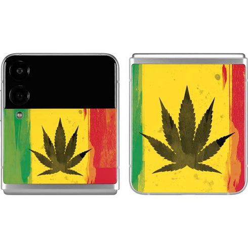 Marijuana Rasta Distressed Galaxy Z Flip4 5G Skin