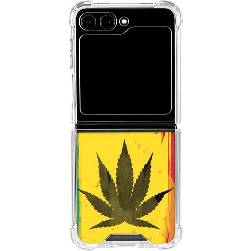 Marijuana Rasta Distressed Galaxy Z Flip5 5G Clear Case
