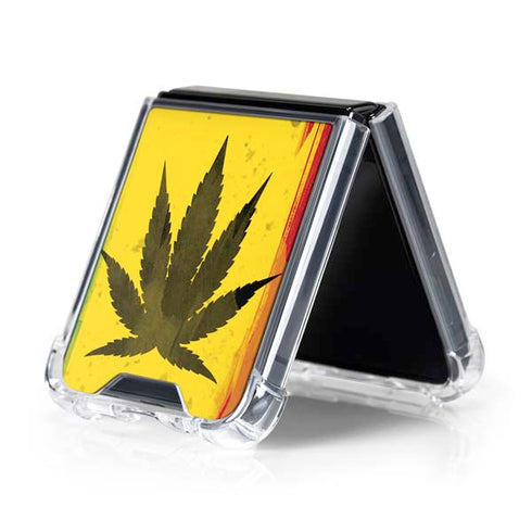 Marijuana Rasta Distressed Galaxy Z Flip5 5G Clear Case