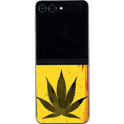 Marijuana Rasta Distressed Galaxy Z Flip5 5G Skin
