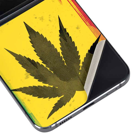 Marijuana Rasta Distressed Galaxy Z Flip5 5G Skin