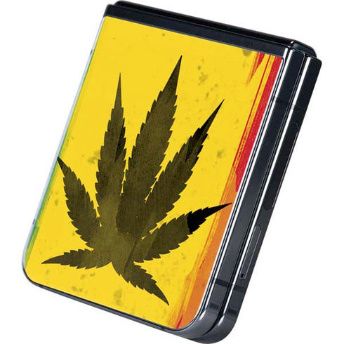 Marijuana Rasta Distressed Galaxy Z Flip5 5G Skin