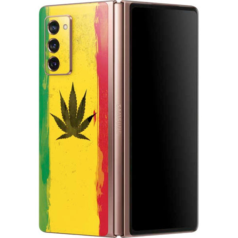 Marijuana Rasta Distressed Galaxy Z Fold2 5G Skin