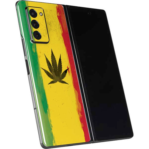 Marijuana Rasta Distressed Galaxy Z Fold2 5G Skin