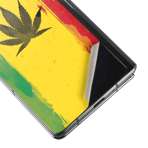 Marijuana Rasta Distressed Galaxy Z Fold2 5G Skin