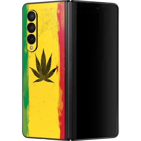 Marijuana Rasta Distressed Galaxy Z Fold3 5G Skin