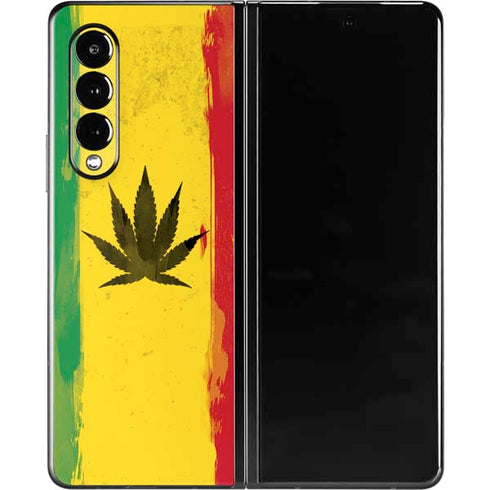Marijuana Rasta Distressed Galaxy Z Fold3 5G Skin