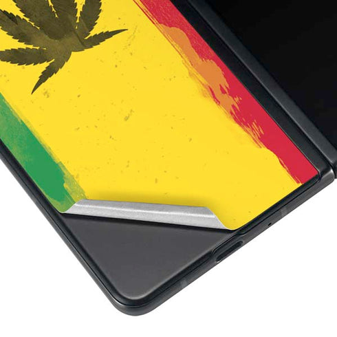 Marijuana Rasta Distressed Galaxy Z Fold3 5G Skin