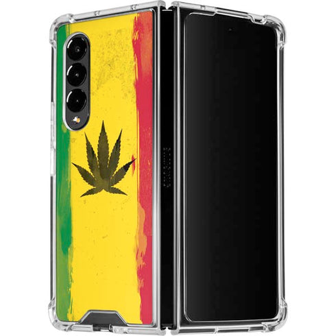 Marijuana Rasta Distressed Galaxy Z Fold4 5G Clear Case