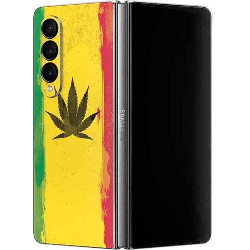 Marijuana Rasta Distressed Galaxy Z Fold4 5G Skin