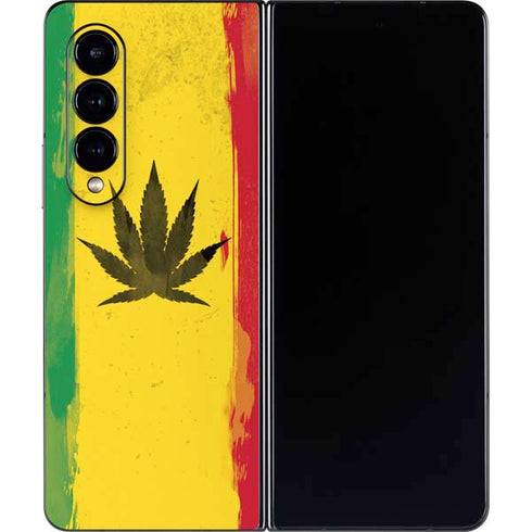 Marijuana Rasta Distressed Galaxy Z Fold4 5G Skin