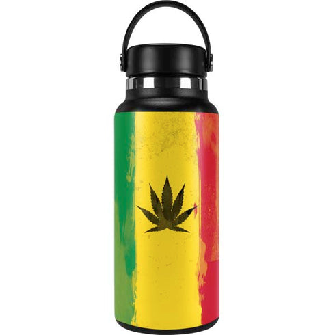 Marijuana Rasta Distressed Hydro Flask 32oz Wide Mouth Skin