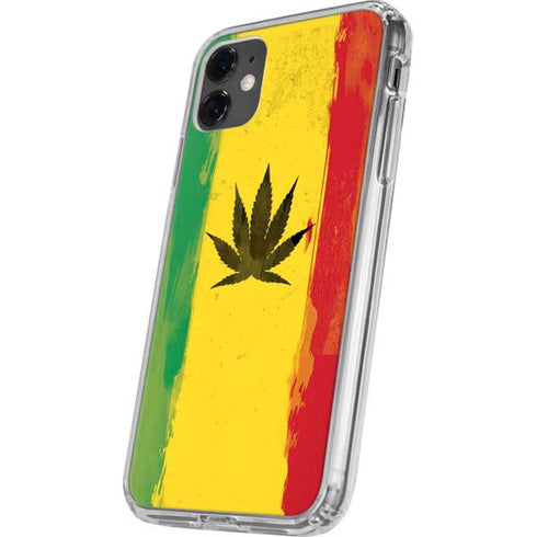 Marijuana Rasta Distressed iPhone 11 Clear Case