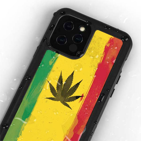 Marijuana Rasta Distressed iPhone 12 Pro Waterproof Case