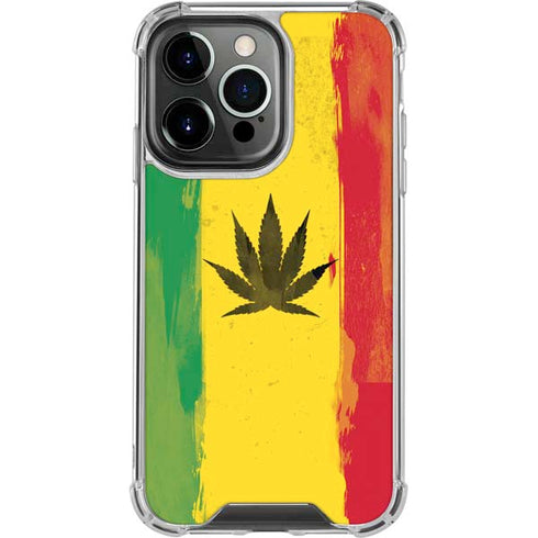 Marijuana Rasta Distressed iPhone 13 Pro Clear Case