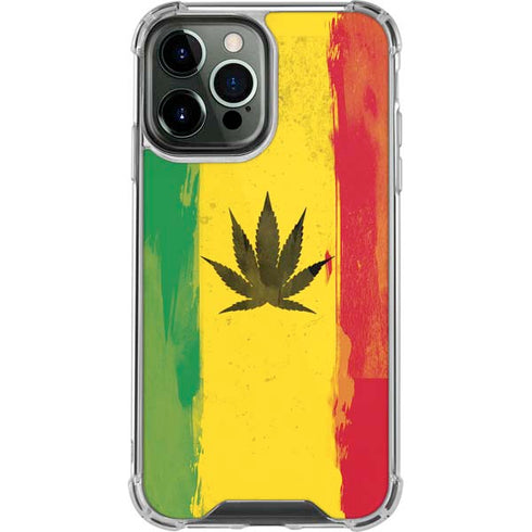 Marijuana Rasta Distressed iPhone 13 Pro Max Clear Case