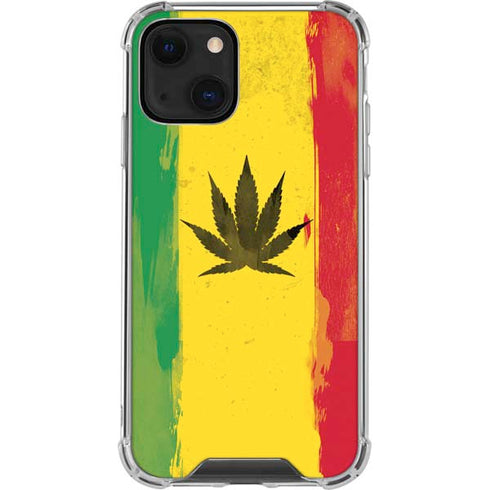 Marijuana Rasta Distressed iPhone 14 Clear Case