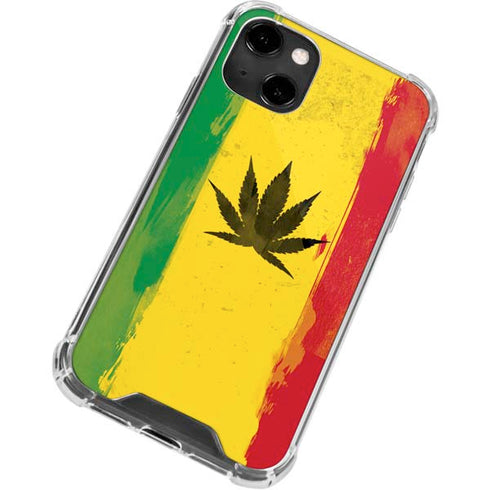 Marijuana Rasta Distressed iPhone 14 Clear Case