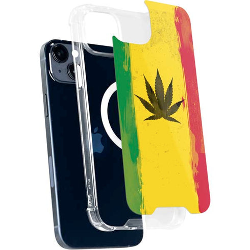 Marijuana Rasta Distressed iPhone 15 Plus MagSafe Case