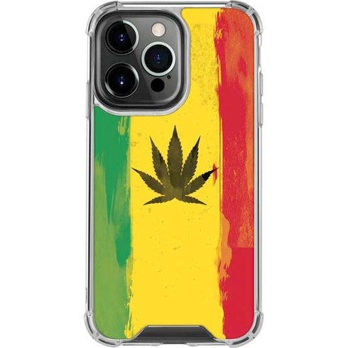 Marijuana Rasta Distressed iPhone 15 Pro Clear Case