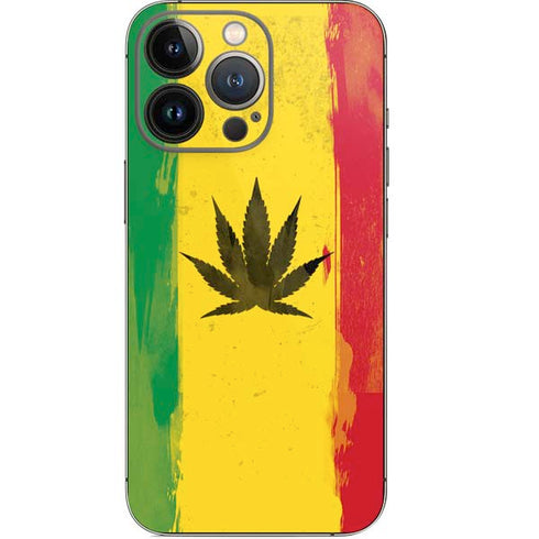 Marijuana Rasta Distressed iPhone 14 Pro Skin