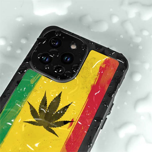 Marijuana Rasta Distressed iPhone 14 Pro Waterproof Case