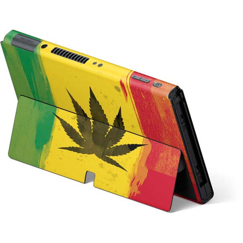 Marijuana Rasta Distressed Nintendo Switch OLED (2021) Skin