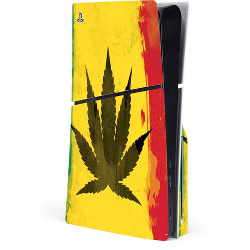 Marijuana Rasta Distressed PS5 Slim Disk Console Skin