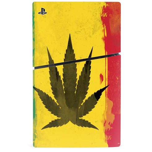 Marijuana Rasta Distressed PS5 Slim Digital Edition Bundle Skin