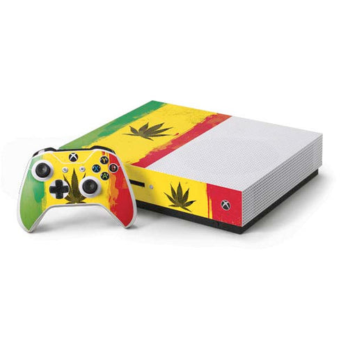 Marijuana Rasta Distressed Xbox One S Console and Controller Bundle Skin