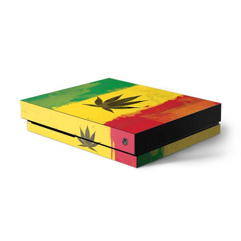 Marijuana Rasta Distressed Xbox One X Console Skin