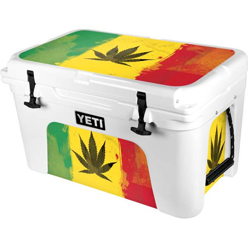 Marijuana Rasta Distressed YETI Tundra 45 Hard Cooler Skin