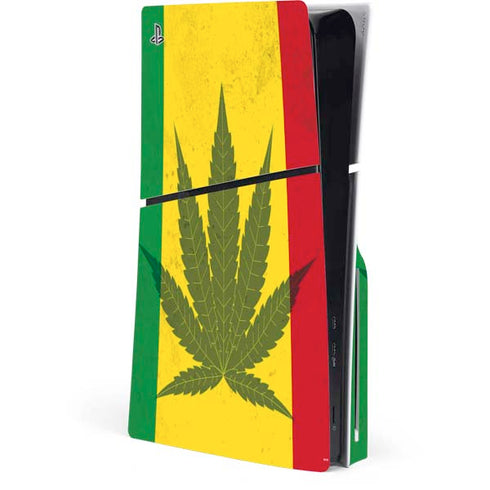 Marijuana Rasta Flag PS5 Slim Disk Console Skin