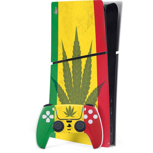 Marijuana Rasta Flag PS5 Slim Digital Edition Console Skin