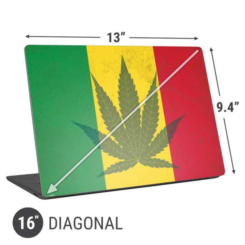 Marijuana Rasta Flag Universal Laptop 16in (13 x 9.4in) Skin
