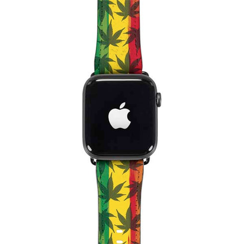 Marijuana Rasta Pattern Apple Watch Band 42-44mm